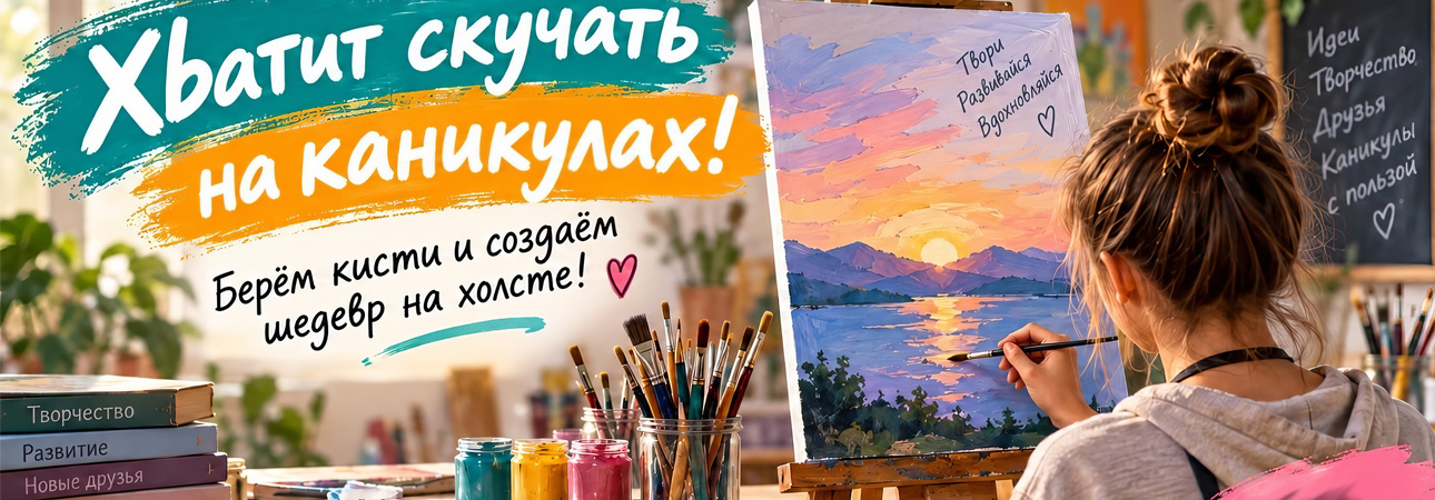 🎨Хватит скучать на каникулах! Берём кисти и создаём шедевр на холсте!